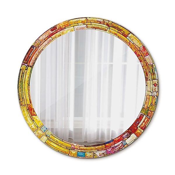 Tulup Bedruckter Spiegel Buntes Buntglas 90x90 cm Runder Spiegel Bedrucktem günstig online kaufen