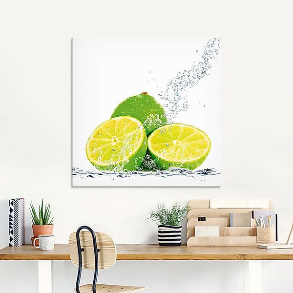 Artland Glasbild Limette mit Spritzwasser, Lebensmittel günstig online kaufen