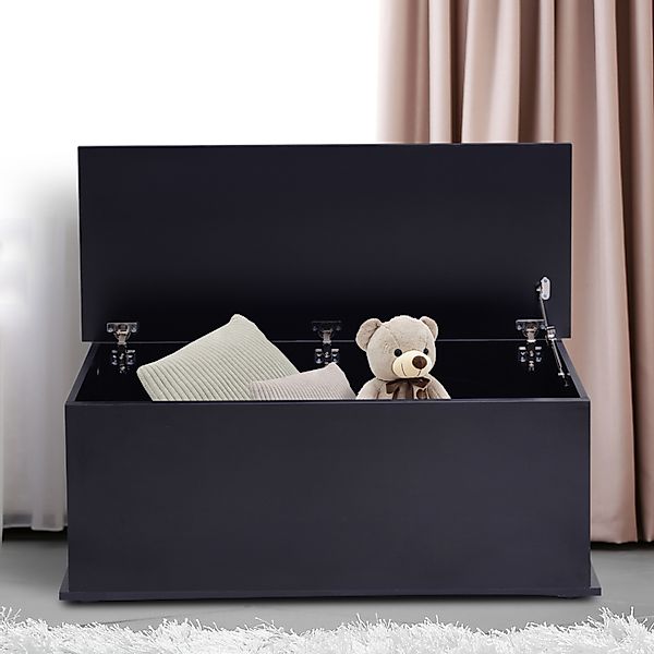 HOMCOM Aufbewahrungsbox Holzkiste Sitztruhe mit Stauraum Sicherheitsscharni günstig online kaufen