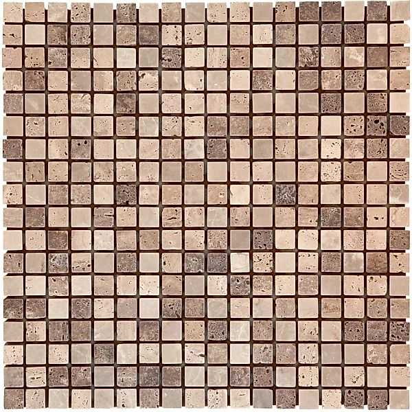 Mosaikmatte Naturstein Travertino Beige Getrommelt 30 cm x 30 cm günstig online kaufen