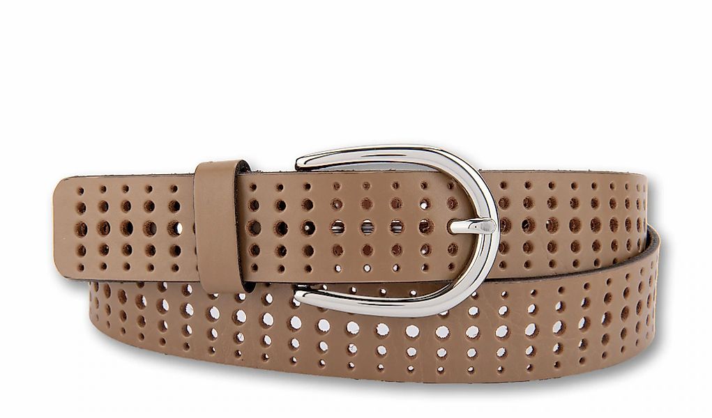 BERND GÖTZ Ledergürtel "Ledergürtel mit Lochprägung & silberglänzender Halb günstig online kaufen