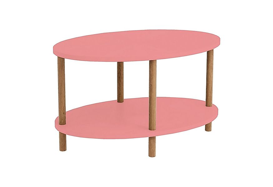 en.casa Couchtisch, »Højreby« oval Beine aus Buchenholz 70x44x43 cm Rosa günstig online kaufen