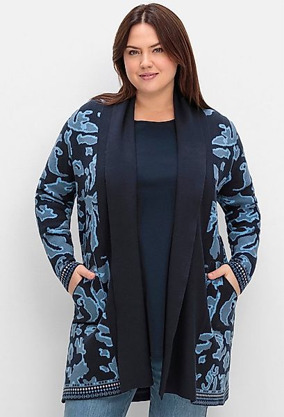 Sheego Strickjacke Longstrickjacke Langarm Jacquard mit Jacquardmuster und günstig online kaufen