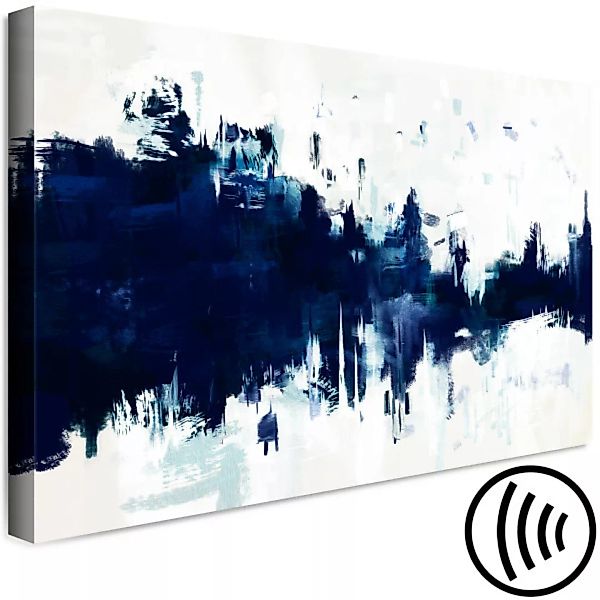 Wandbild Blau in Weiß - Abstraktion mit Streifen in klassischem Blau XXL günstig online kaufen