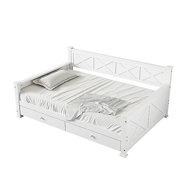 Rutaqian Schlafsofa Flachbett mit 2 Schubladen, Lattenrost (ohne Matratze), günstig online kaufen