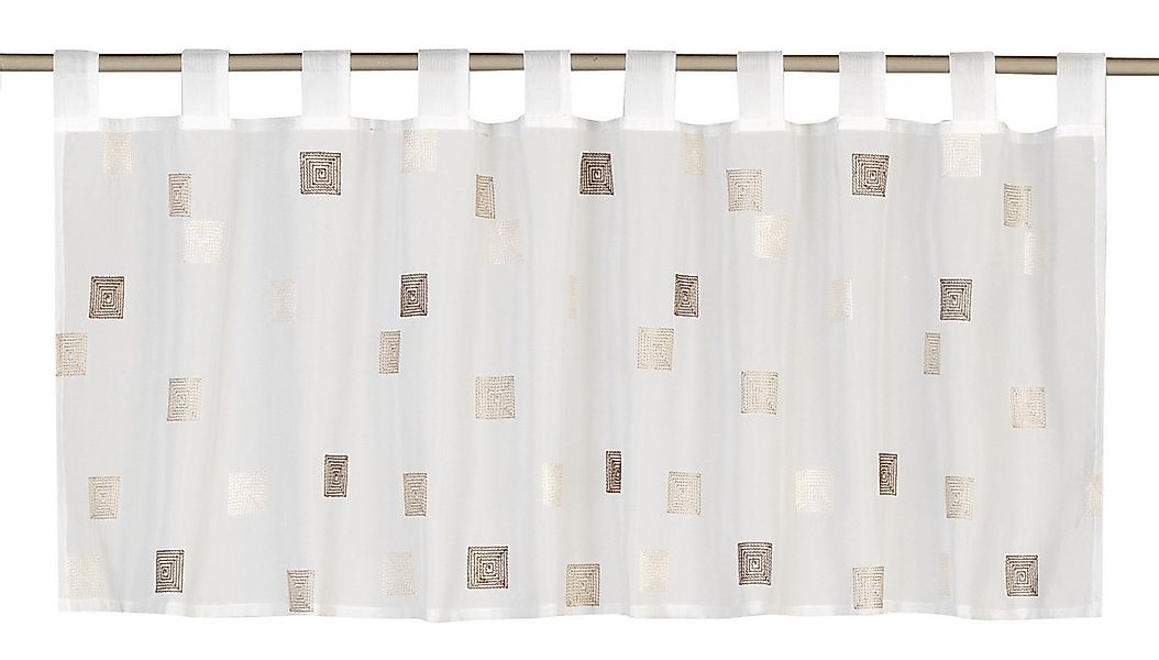 ELBERSDRUCKE Scheibengardine Bistrogardine Quadro transparent weiß-braun 48 günstig online kaufen