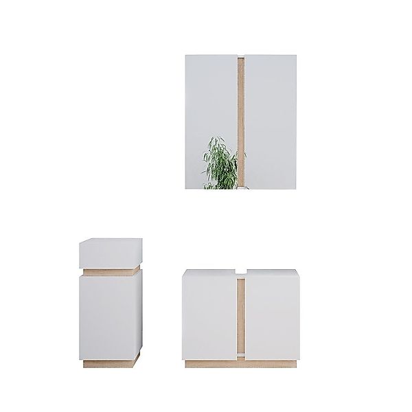 Vicco Badmöbel-Set Gloria, Weiß/Sonoma, 3 Teile, günstig online kaufen