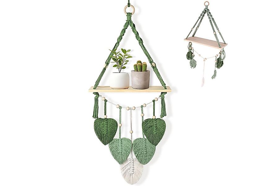 BlingBin Wandregal Holz Regal Wand, Boho Blatt Wandbehang Regal, Schwebereg günstig online kaufen