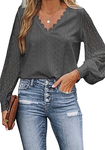Cupshe Blusentop Langarm Top mit Spitze Entspannte Passform günstig online kaufen
