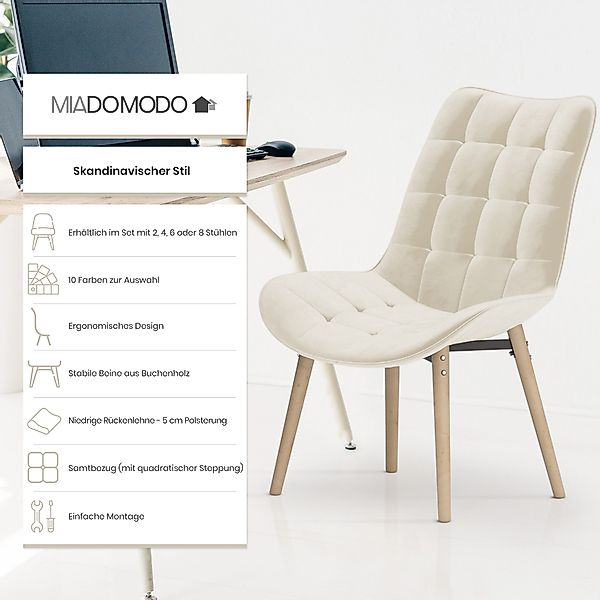 MIADOMODO Esszimmerstuhl Esszimmerstühle Wohnzimmerstühle Küchenstuhl Samt günstig online kaufen