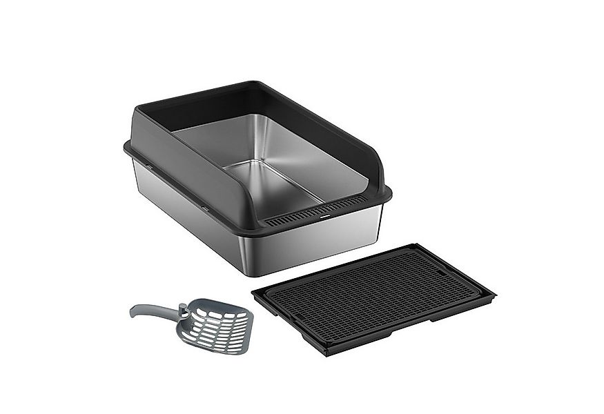 GarveeMore Katzentoilette Edelstahl Katzenstreu Box mit Deckel Anti-Leckage günstig online kaufen