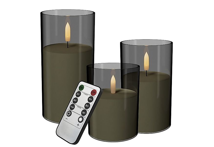 FIVMEN LED-Kerze 3 Stück LED Kerzen Flammenlosekerzen mit Fernbedienung Acr günstig online kaufen