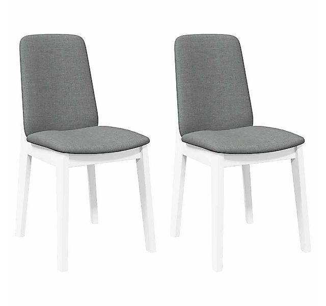 vidaXL Esszimmerstuhl Esszimmerstühle mit Kissen 2 Stk. Weiß Massivholz Gum günstig online kaufen
