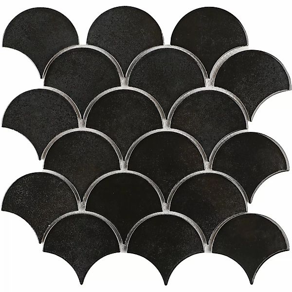 Mosaikmatte Castello Fächer Keramik Schwarz 29,2 cm x 30,3 cm günstig online kaufen