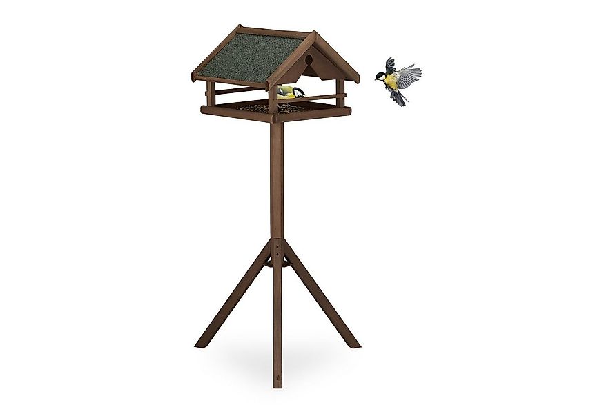 relaxdays Vogelhaus Braunes Vogelfutterhaus mit Ständer günstig online kaufen