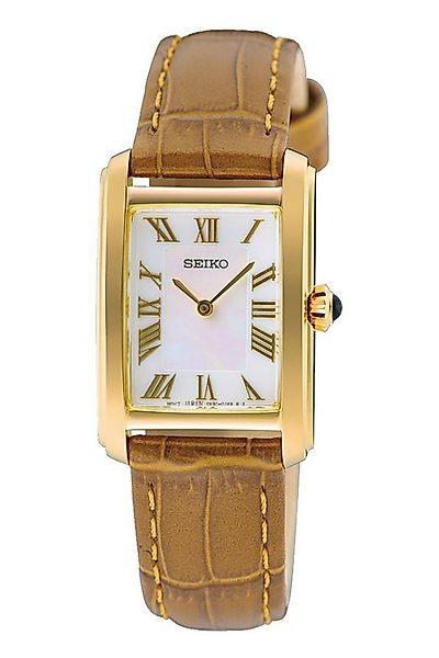 Seiko Quarzuhr Rechteckig Braun/Goldfarben günstig online kaufen