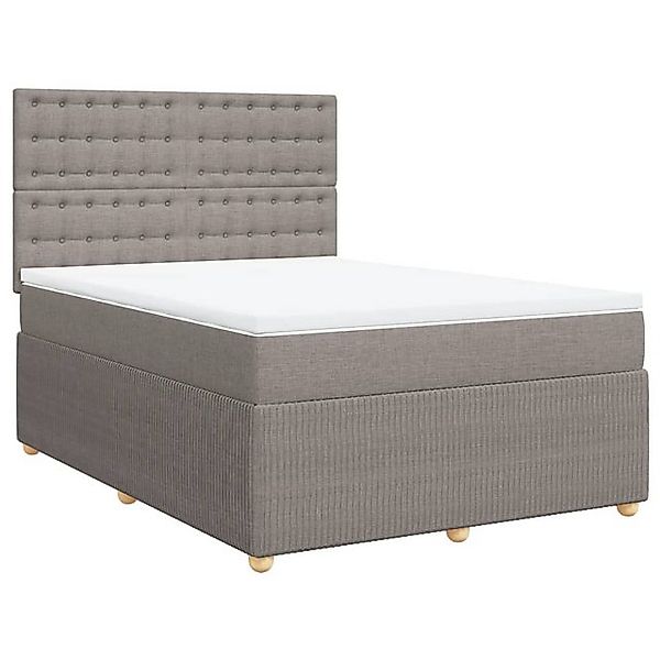 vidaXL Bett Boxspringbett mit Matratze Taupe 140x190 cm Stoff günstig online kaufen
