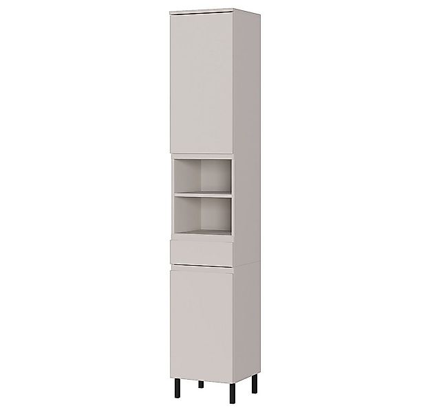 Lomadox Hochschrank SALO-01 kaschmir matt 34 cm breit modern Metallfüße gri günstig online kaufen
