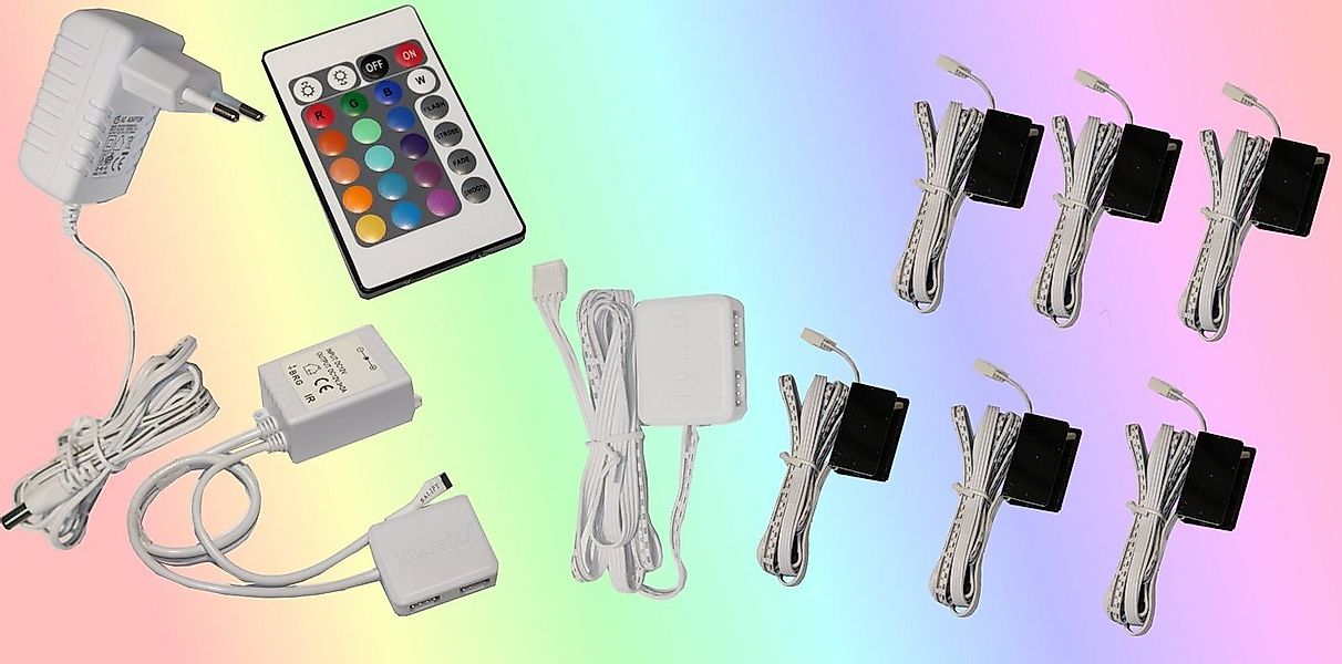 TRANGO LED Glaskantenbeleuchtung, 6er Set RGB Farbwechsel LED Glaskantenbel günstig online kaufen