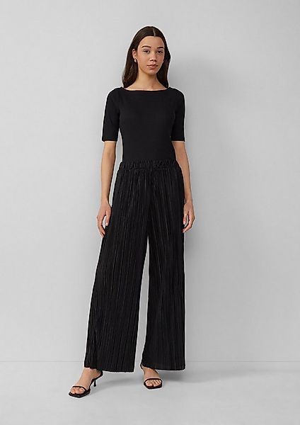 QS Chinos Hose Plissierte Wide-Leg-Hose günstig online kaufen