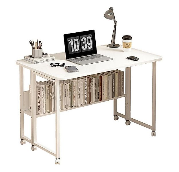 NUODWELL Schreibtisch Schreibtisch Faltbarer, klapptisch mit Rollen und Reg günstig online kaufen