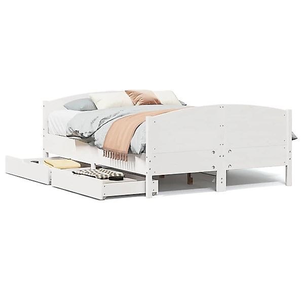 vidaXL Massivholzbett ohne Matratze Weiß 120x190 cm Kiefernholz 3301801 günstig online kaufen