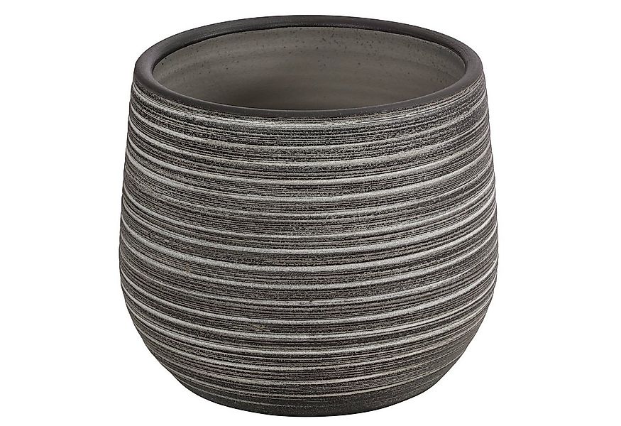 Dehner Blumentopf Klara, Ø 21 - 23 cm, Höhe 21 - 23 cm, dunkelgrau, handgef günstig online kaufen