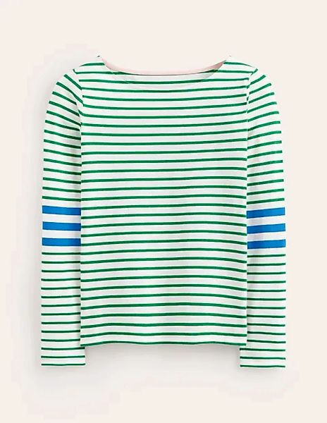 Ella Bretonshirt mit langen Ärmeln Damen Boden, Grün, Blau Streifen günstig online kaufen