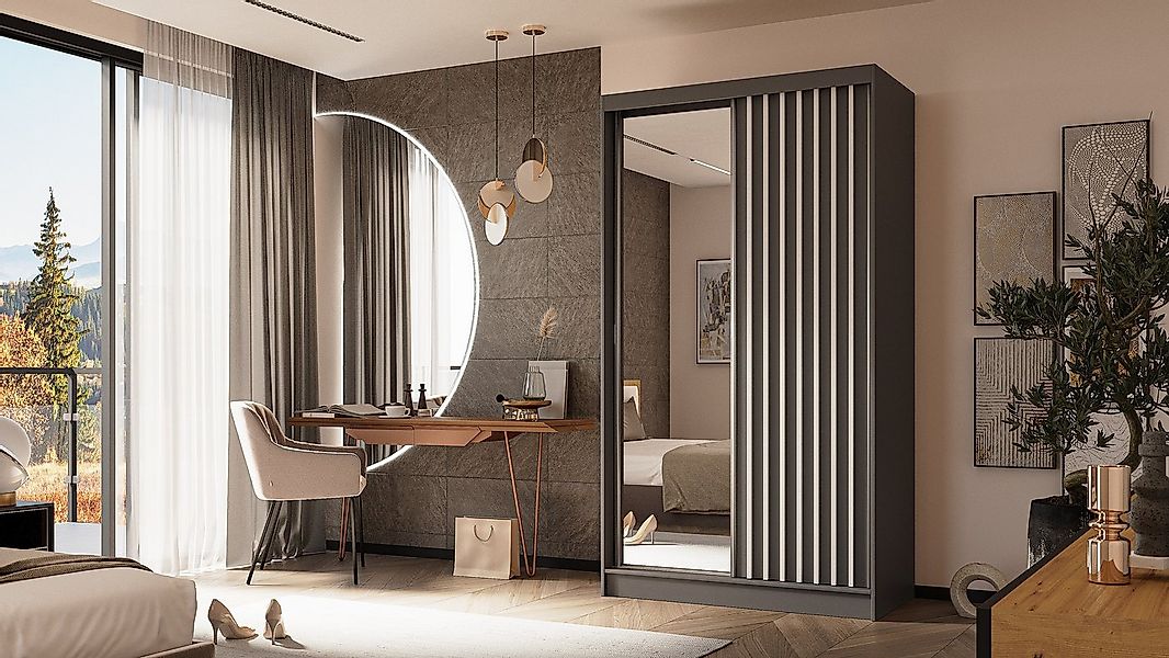 ALTDECOR Schiebetürenschrank LAMELO (Kleiderschrank Garderobenschrank mit v günstig online kaufen