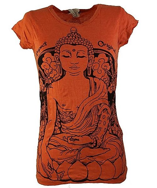 Guru-Shop T-Shirt Sure T-Shirt Meditation Buddha - orange Goa Style, altern günstig online kaufen
