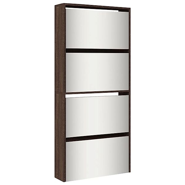 vidaXL Schuhschrank mit Spiegel 4 Fächer Braun Eiche-Optik 63x17x134cm 3228 günstig online kaufen