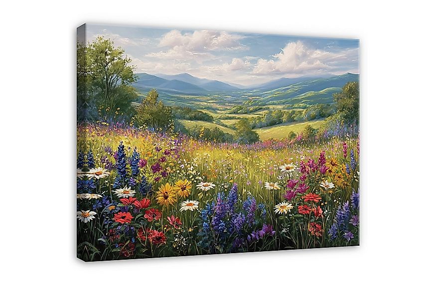 Wallarena Leinwandbild Blumen Bunte Feld Modern Wandbilder Wand Deko XXL Bi günstig online kaufen