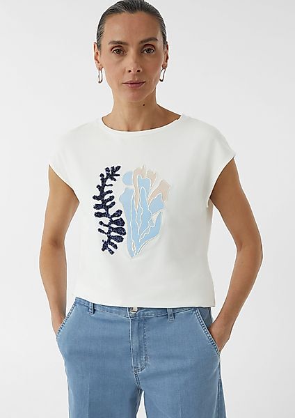 Comma Kurzarmshirt Jersey-T-Shirt mit Pailletten und günstig online kaufen