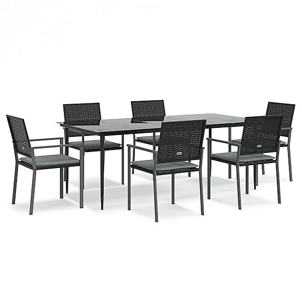 vidaXL 7-Tlg Garten-Essgruppe mit Kissen Poly Rattan und Stahl 3187013 günstig online kaufen