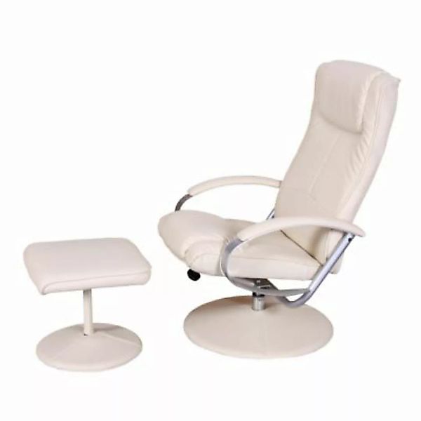 HWC Mendler Relaxsessel mit Hocker weiß/beige günstig online kaufen
