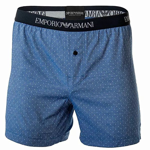 EMPORI ARMANI Herren Web-Boxer Short - Woven Shorts, Muster, Logobund Blau günstig online kaufen