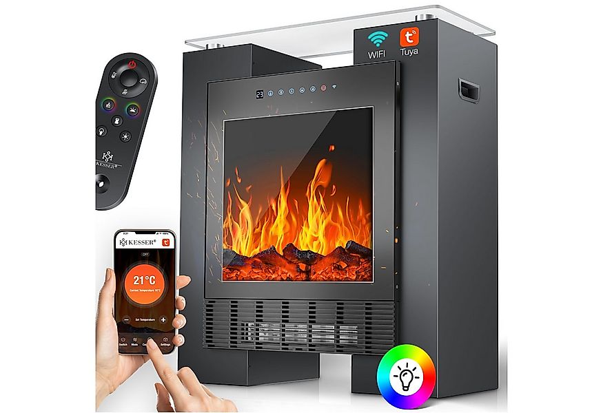 KESSER Elektrokamin LED Kamin mit Heizung & Thermostat Flammeneffekt per Ap günstig online kaufen