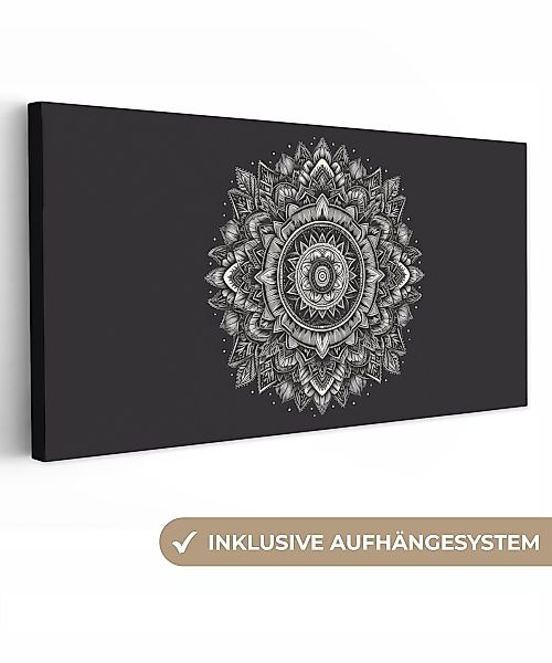 OneMillionCanvasses® Leinwandbild Panorama Mandala - Schwarz günstig online kaufen