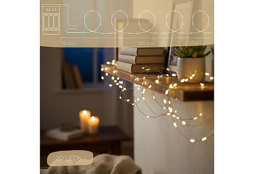 matches21 HOME & HOBBY LED-Lichterkette Mini Lichterkette 1 m, 20 LED Timer günstig online kaufen