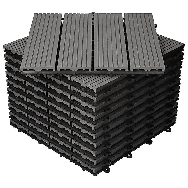 ECD Germany WPC Terrassenfliesen 30x30 cm 22er Spar Set Anthrazit in Holzop günstig online kaufen