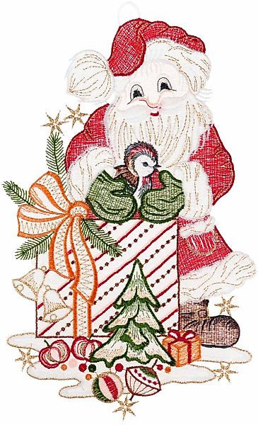 W. Reuter & Sohn - Plauener Spitze Fensterbild "Weihnachtsmann", Made in Ge günstig online kaufen