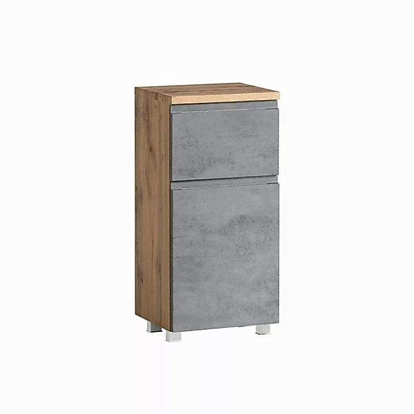 Badezimmer Unterschrank 40cm in Wotan Eiche Nb. mit Beton Optik VASTO-03-CO günstig online kaufen