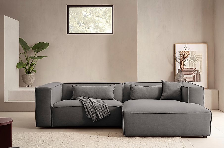 LeGer Home by Lena Gercke Ecksofa "PIARA mit Kedernaht, Cord, Leinenoptik o günstig online kaufen