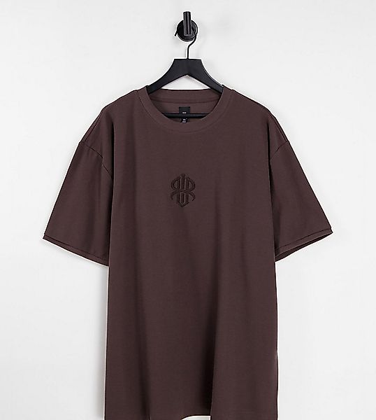 River Island Big & Tall – T-Shirt in Braun in regulärer Größe mit Waffelstr günstig online kaufen