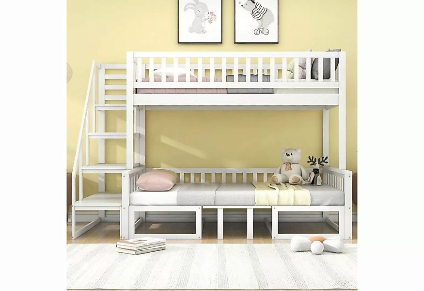 Ulife Etagenbett Kinderbett Hochbett mit Treppe, mit verstellbarem Tisch,90 günstig online kaufen