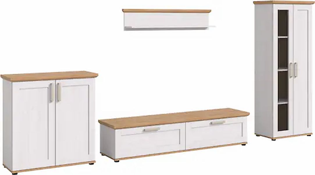 Home affaire Wohnwand »Cosenza«, (Set, 4 St.), Cosenza, Breite: 336 cm, Vit günstig online kaufen
