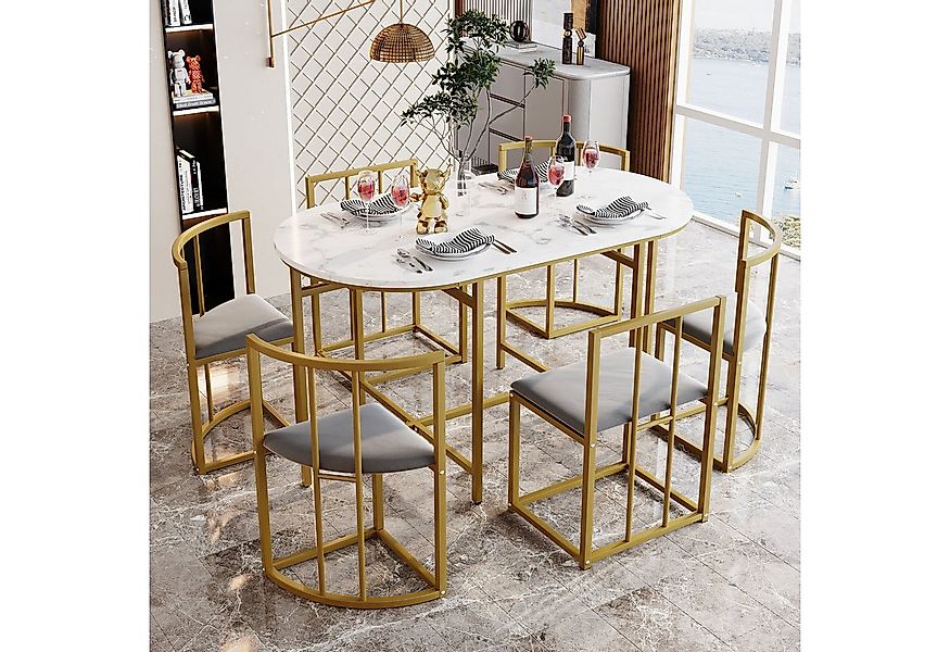 TavilaEcon Essgruppe Esstisch mit 6 Stühlen Set für Küche, moderne Esstisch günstig online kaufen