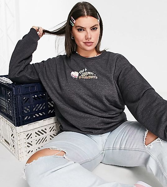 New Girl Order Curve – Cosmic Cowboys – Sweatshirt in verwaschenem Schwarz günstig online kaufen