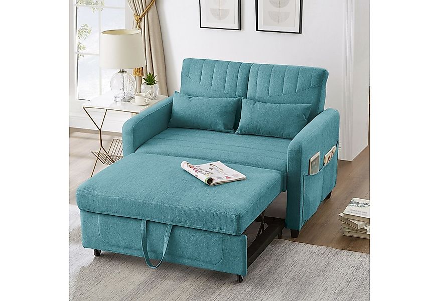 Merax Schlafsofa mit Schlaffunktion, Zweisitzer-Klappsofa, Baumwoll-Leinen- günstig online kaufen