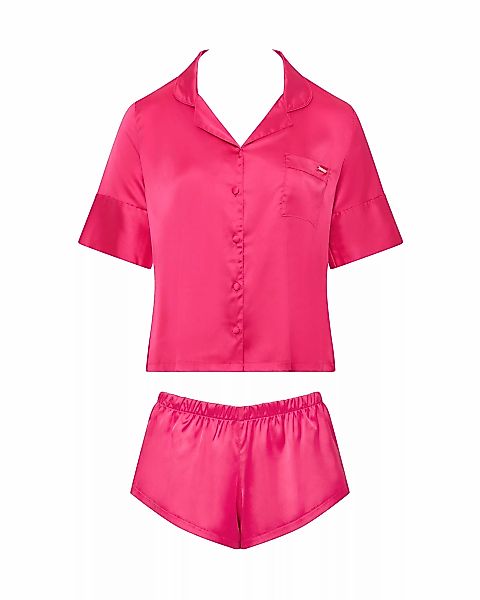 Bluebella Alma luxuriöses kurzes Pyjama Set aus Satin Fuchsia-Rosa günstig online kaufen